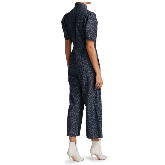 Joie Morgen Denim Leopard Jumpsuit Size 12 - Picture 3 of 5